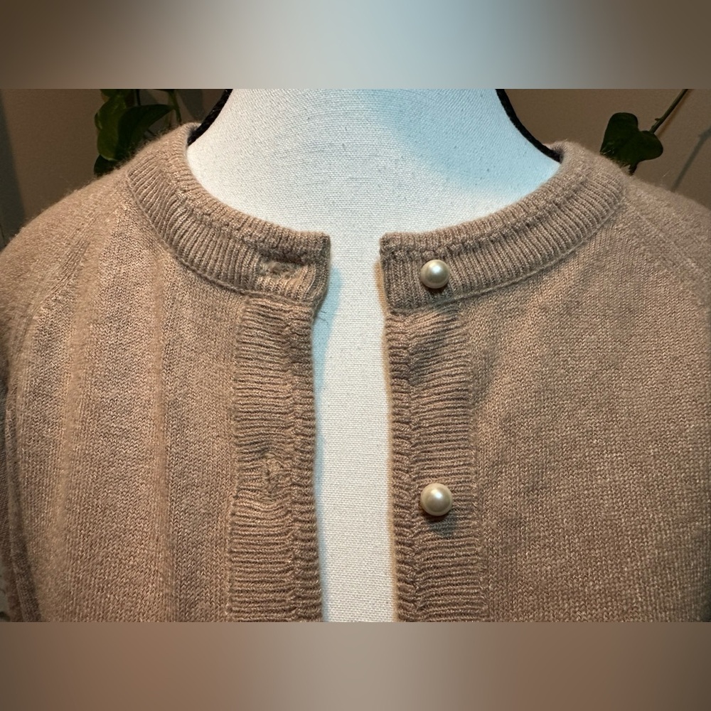 1980s DUVET Large Sweater Vintage Button-up Beige 100% Acrylic - Picture 7 of 12